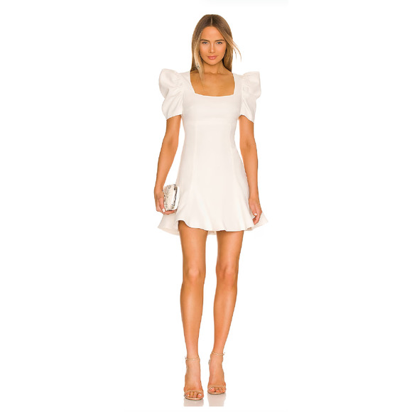 Likely Dresses & Skirts - Likely Scooped Alia Mini Dress Womens Size 12 White Puff Sleeve New